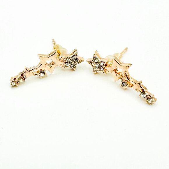 Rose Gold Star Crawler Earrings - Picture 1 of 1